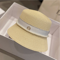 Nowe damskie kapelusze przeciwsłoneczne lato elegancka perła łuk słomkowy kapelusz moda składany kapelusz wioślarski czapka Holiday Audrey Hepburn kapelusz na plażę 3
